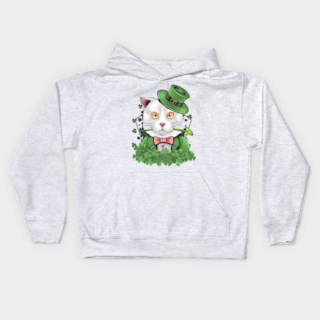 St Patricks Cat Kids Hoodie by Davidsmith